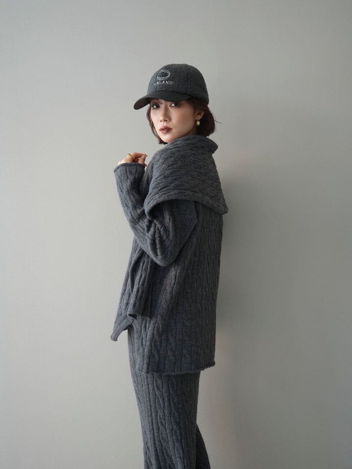 [SET]ストール付ケーブルニットプルオーバー&ロングスカートSET UP+ストール付ケーブルニットプルオーバー&ロングスカートSET UP(2set)
