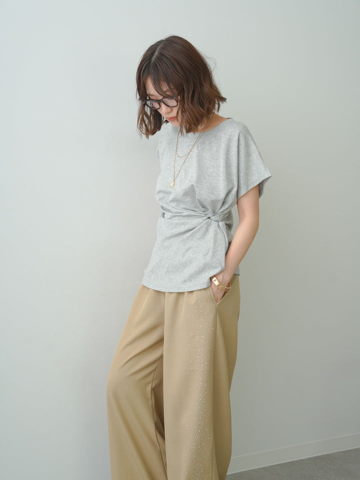 [SET]サイドノットTEE+ポーチベルト付サイドビジュータックワイドパンツ(2set)