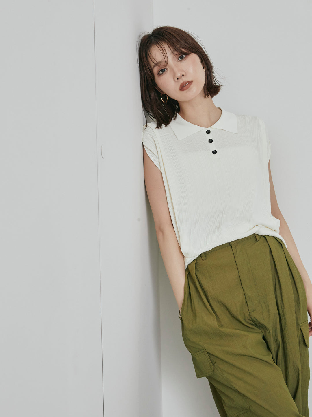 [予約]ランダムリブポロニットベスト/オフ