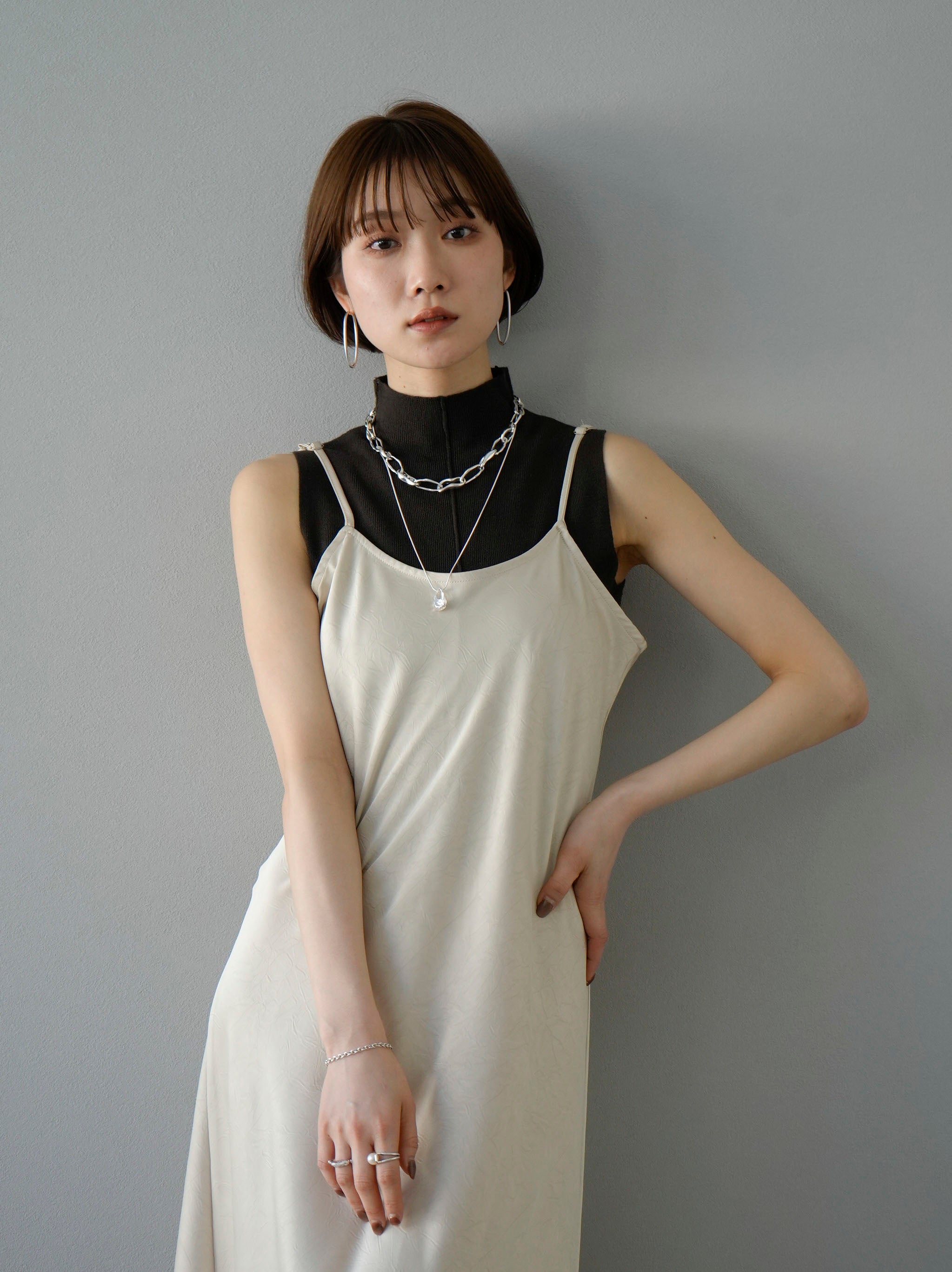 Pre-order] Crushed Satin Camisole Dress/Cream – Lumier