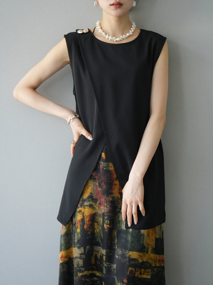 [Pre-order] Nuanced Pattern Back Cross Camisole Dress/Yellow