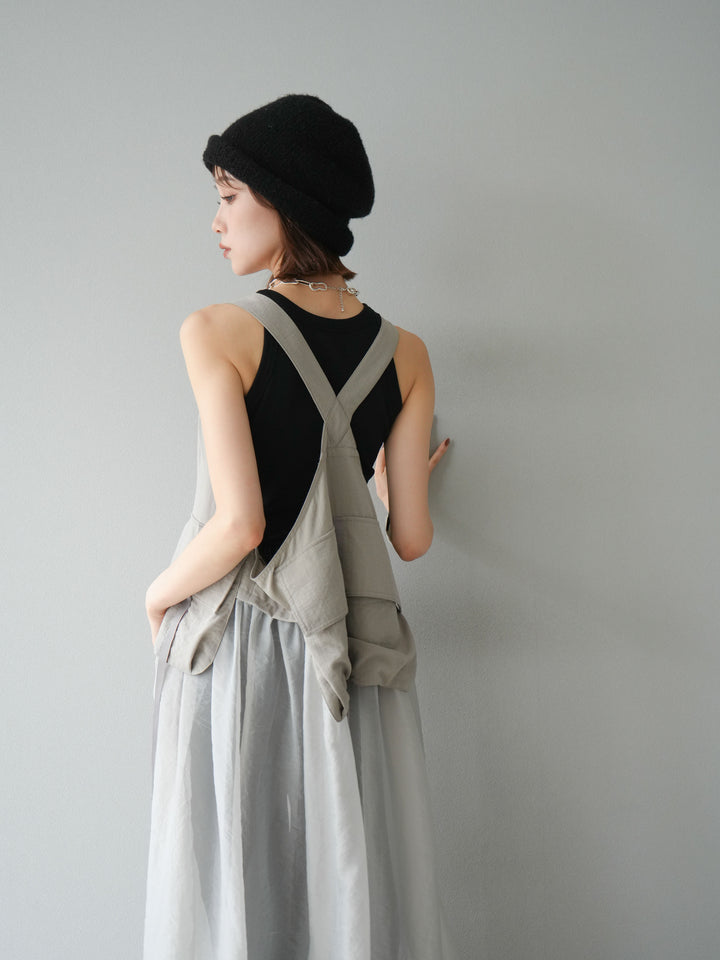 [予約]タクティカルベストオーガンザワンピース/グレージュ