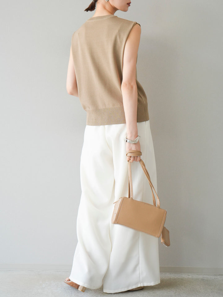 [予約]リネンライクイージーワイドパンツ/アイボリー