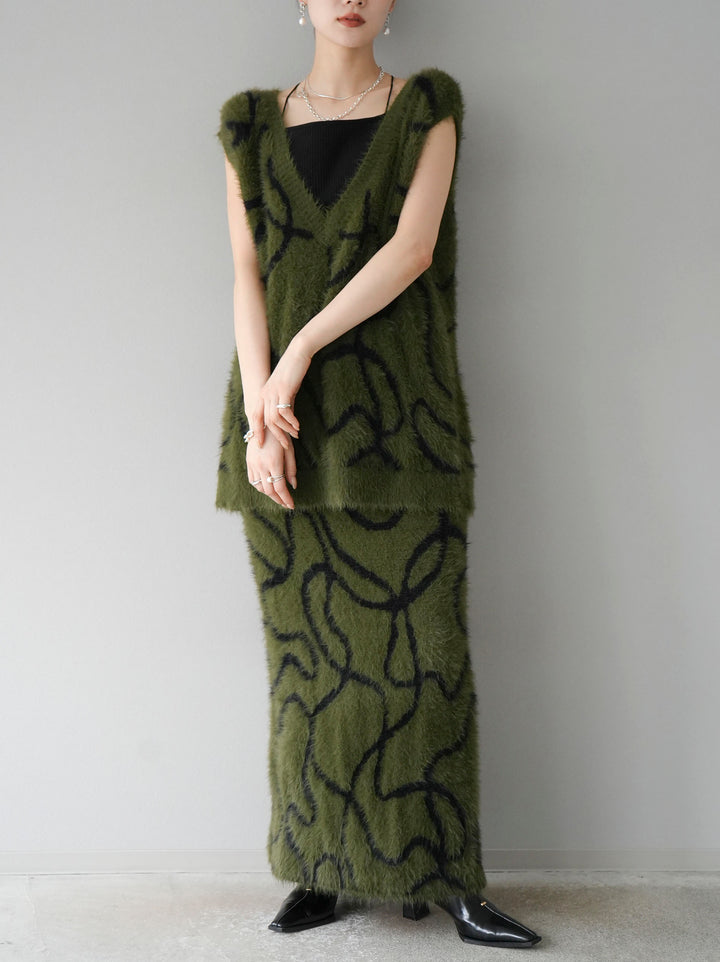 [預訂] Line 毛絨針織裙/卡其色