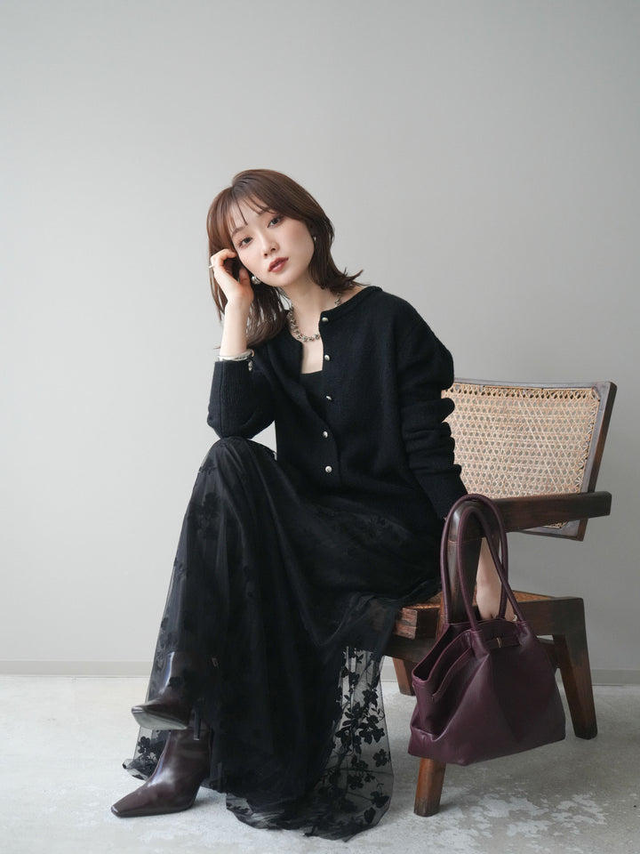 [予約]アンティークボタンニットカーディガン/black