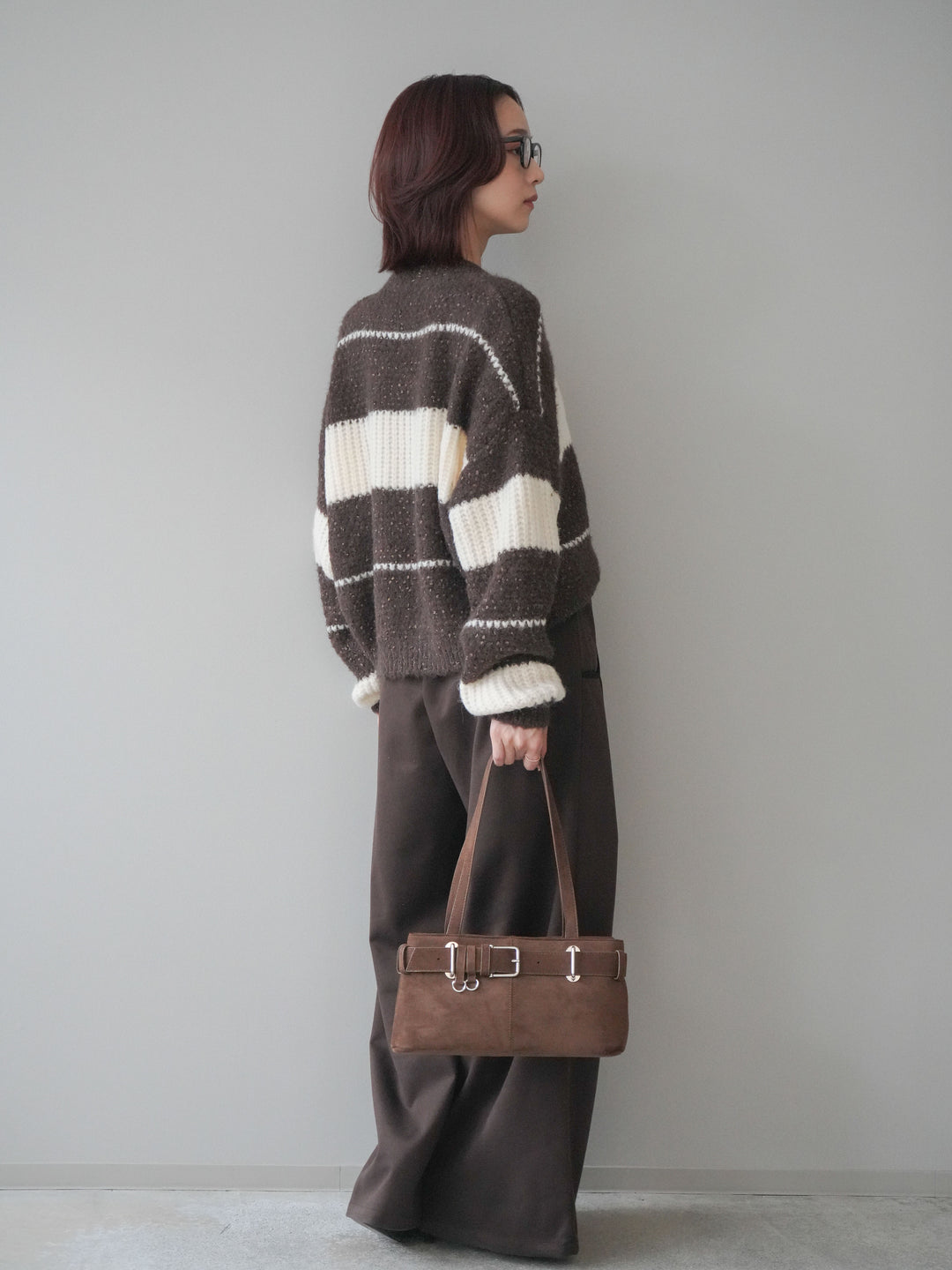 [予約]配色パイピングイージーパンツ/brown