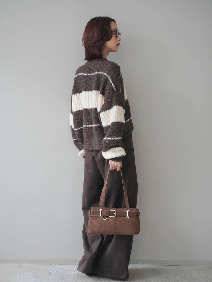 [予約]配色パイピングイージーパンツ/brown