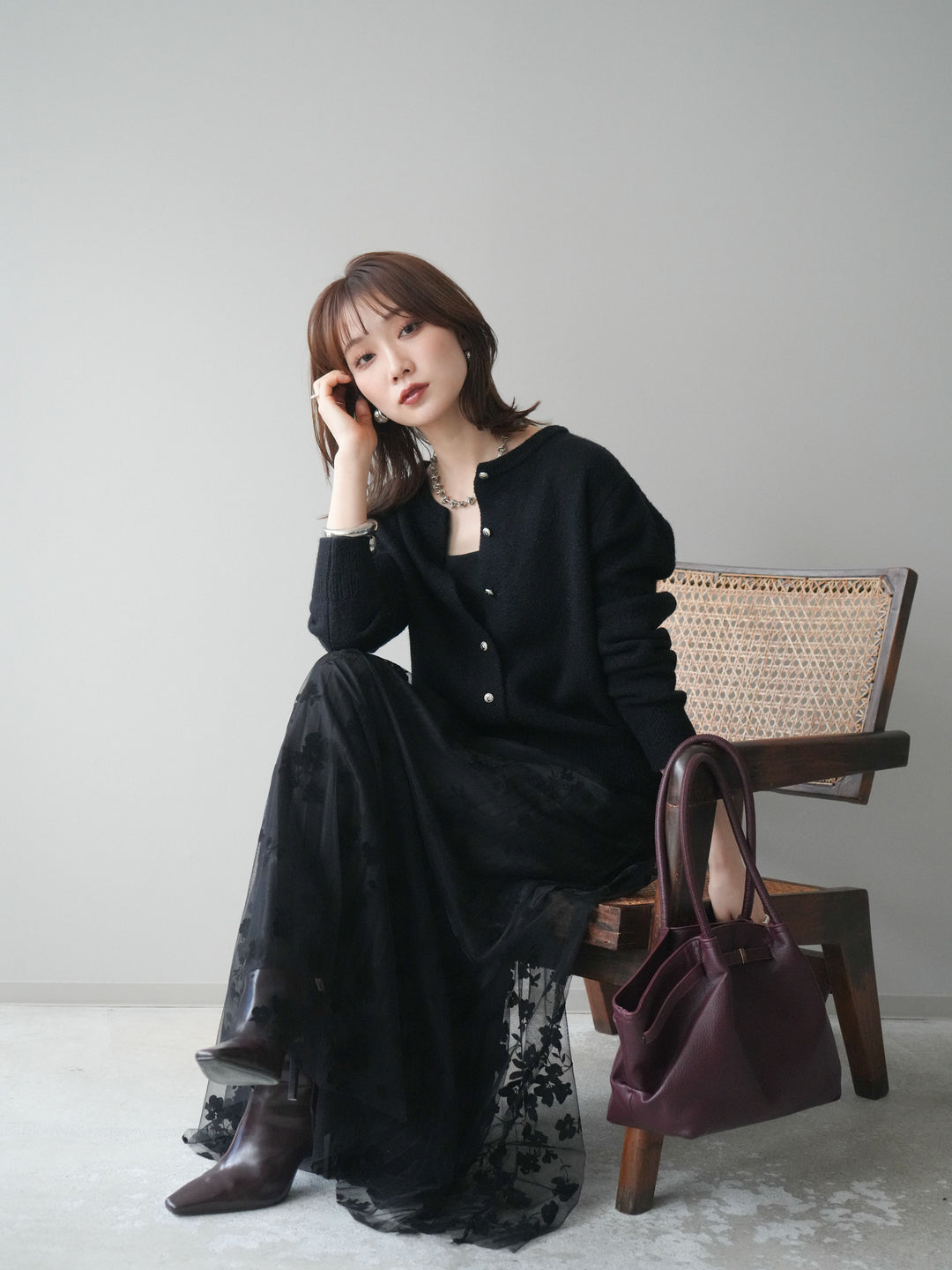 [SET]アンティークボタンニットカーディガン+アンティークボタンニットカーディガン(2set)