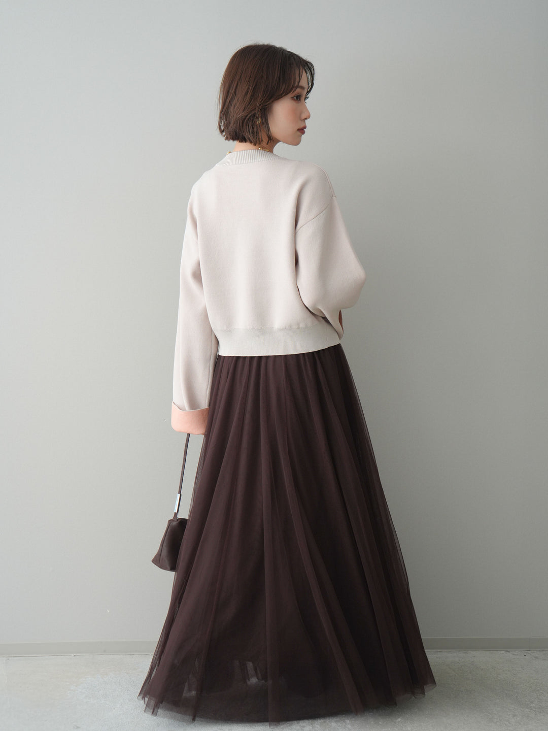 [SET]レーヨンポリダブルフェイスニットカーディガン+チュールボリュームスカート(2set)