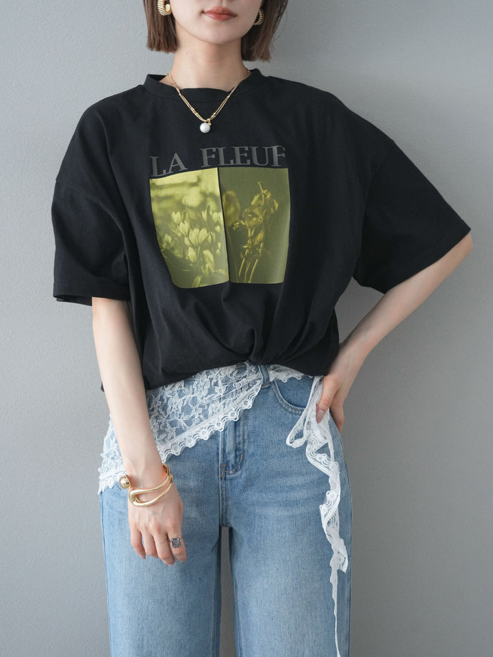 [予約]カラープリントビッグTシャツ/ブラック2