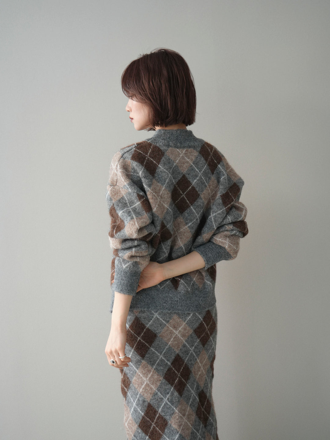 [SET]アーガイルニットプルオーバー&ロングスカートSET UP(2set)