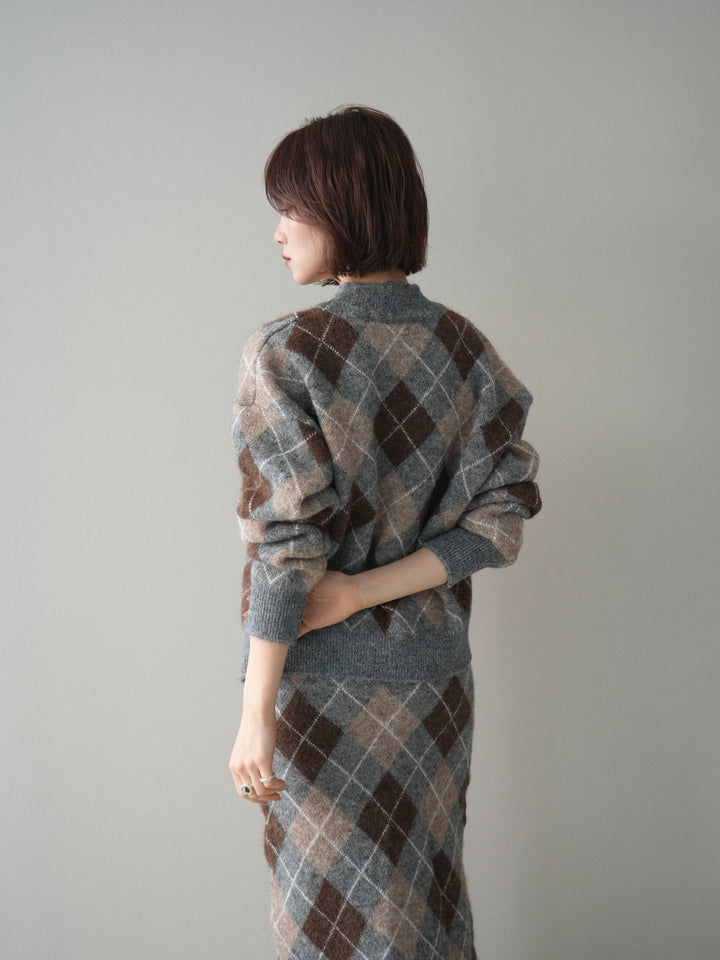 [SET]アーガイルニットプルオーバー&ロングスカートSET UP(2set)