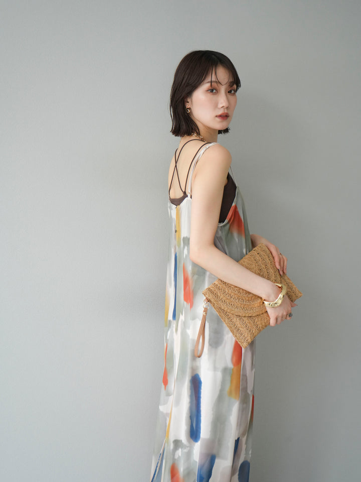 [SET]水彩アートシアーキャミワンピース+水彩アートイージーパンツ(2set)