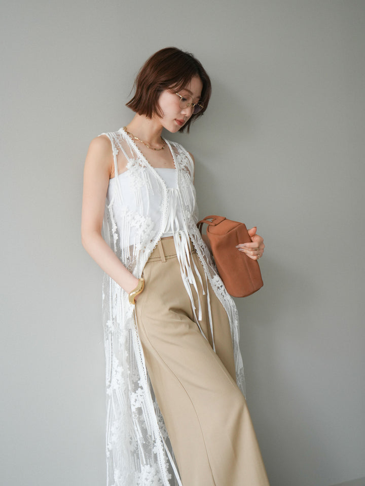 【預購】設計師蕾絲長裙配馬甲 / 白色
