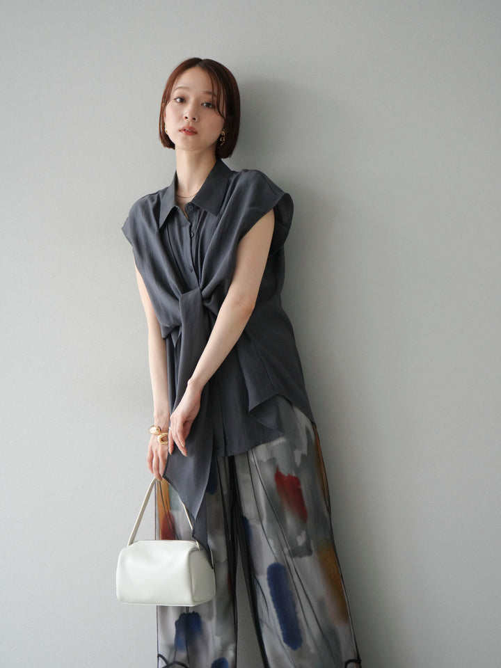 [予約]フロントタイシアーブラウス/チャコール