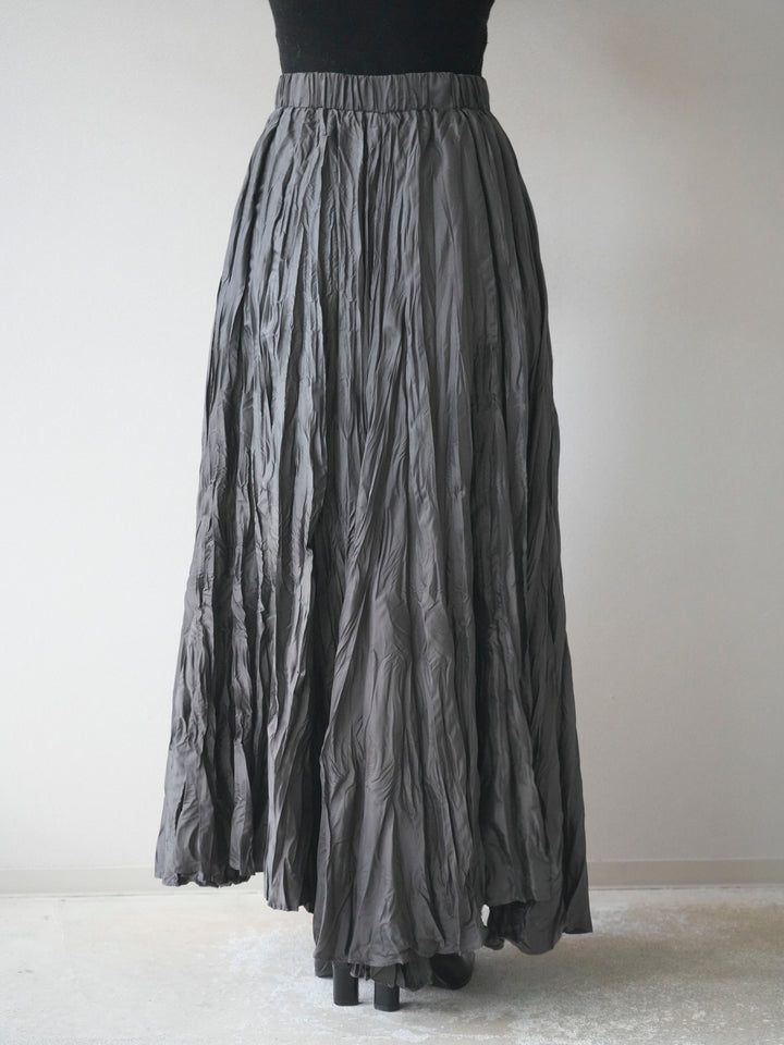 [予約]ワッシャープリーツロングスカート/charcoal