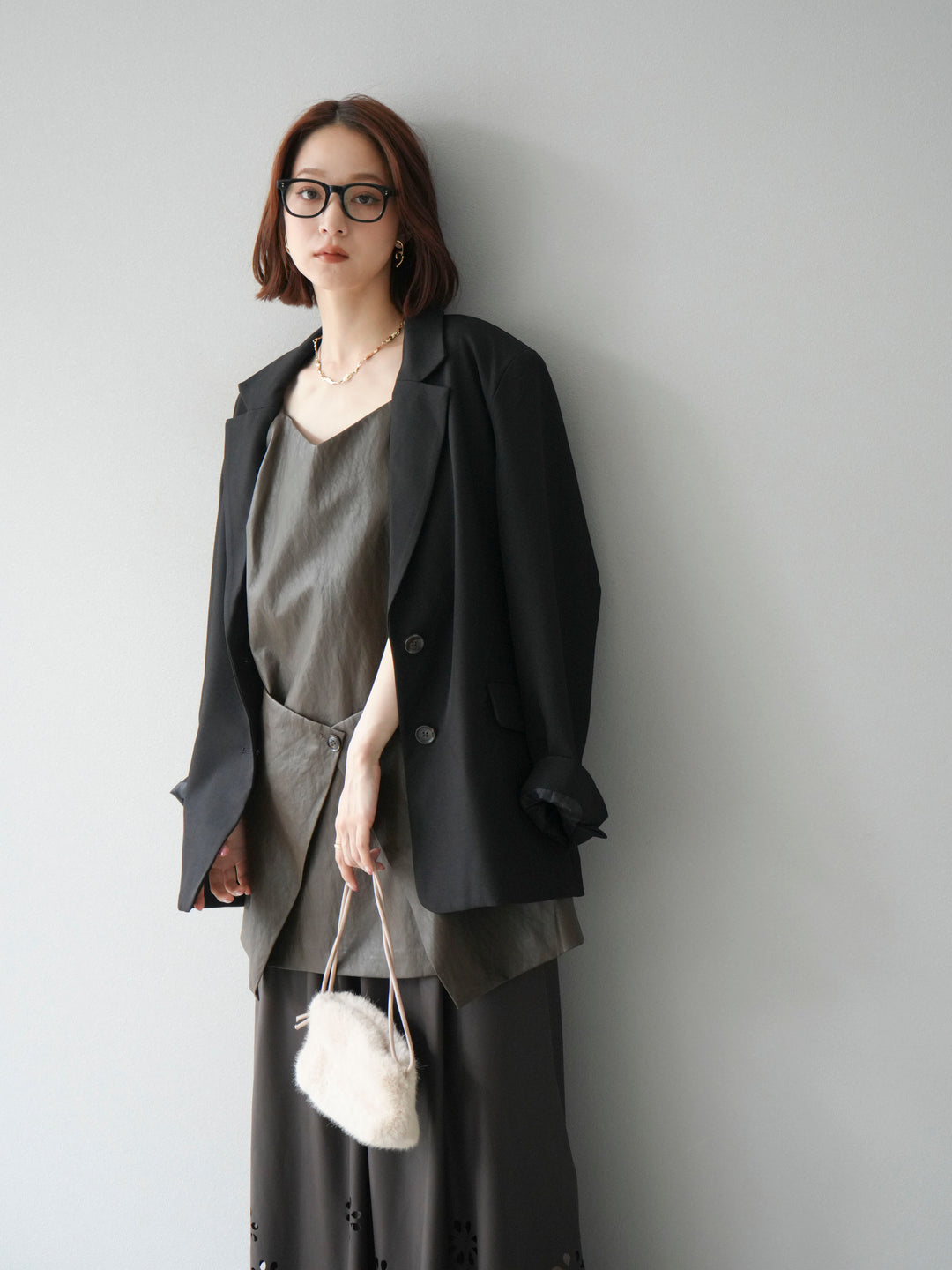 [予約]エステルオーバーテーラードジャケット/ブラック