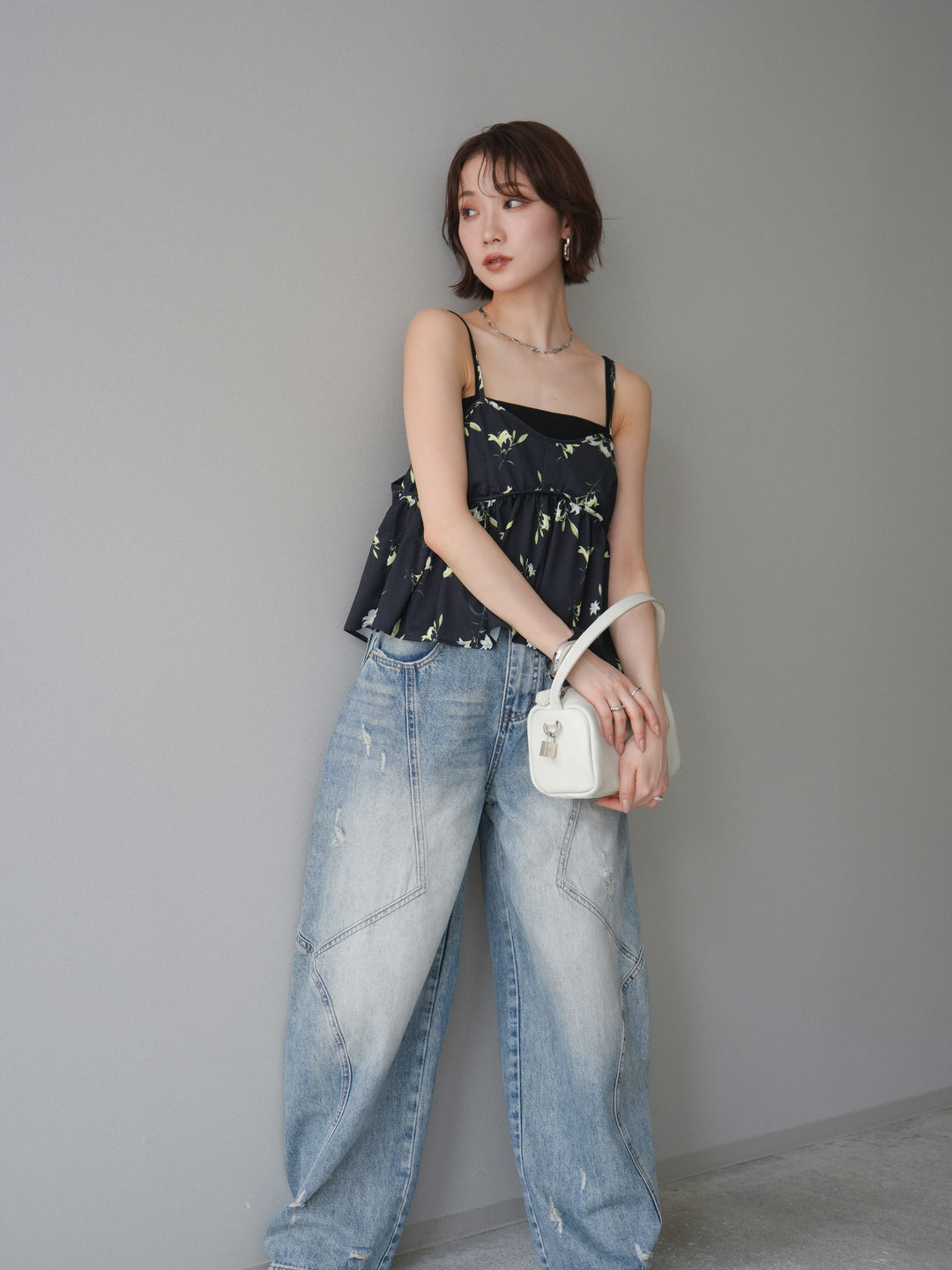 [SET]フラワープリントキャミソール+フラワープリントキャミソール(2set)