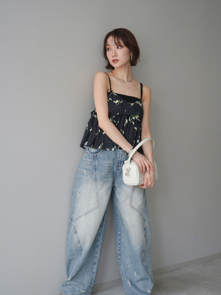 [SET]フラワープリントキャミソール+フラワープリントキャミソール(2set)