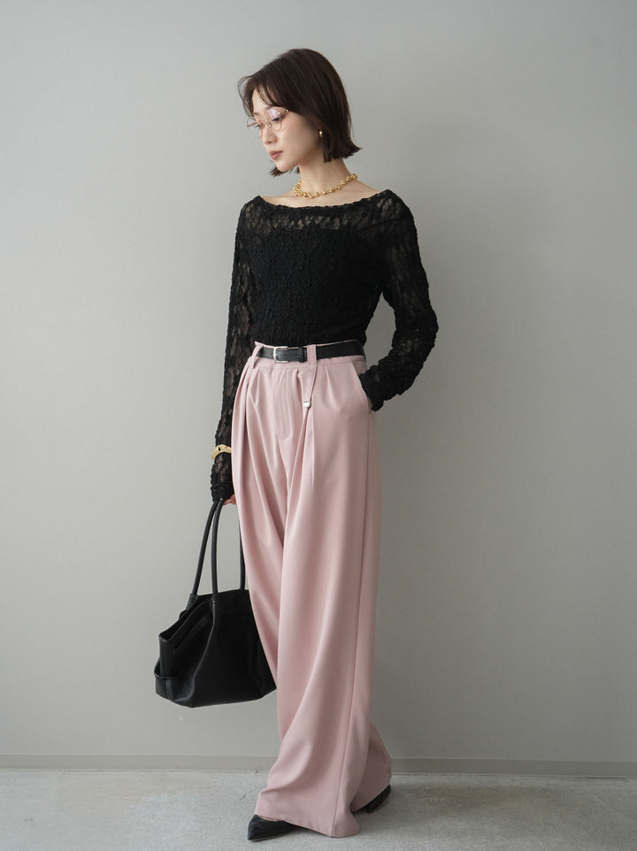 [予約]ベルト付キーホルダーモチーフワイドパンツ/pink