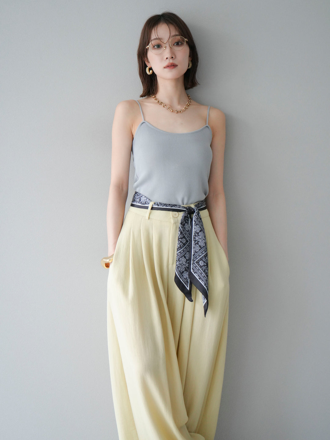 [予約]レーヨンニットキャミソール/グレー