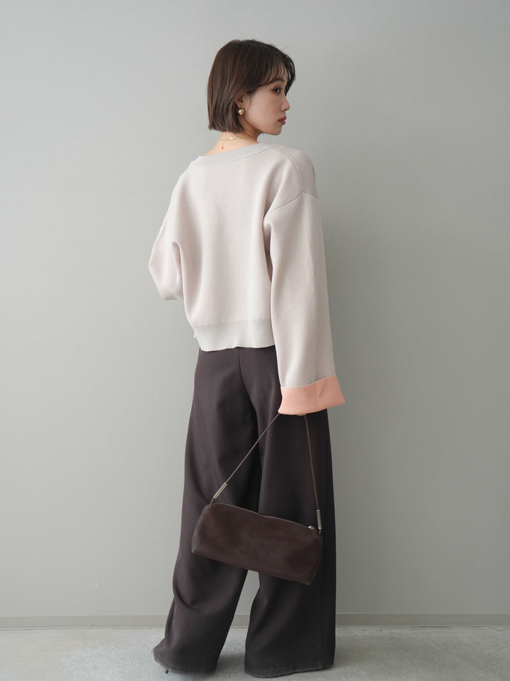 [SET]レーヨンポリダブルフェイスニットカーディガン+ベルトループデザインワイドパンツ(2set)