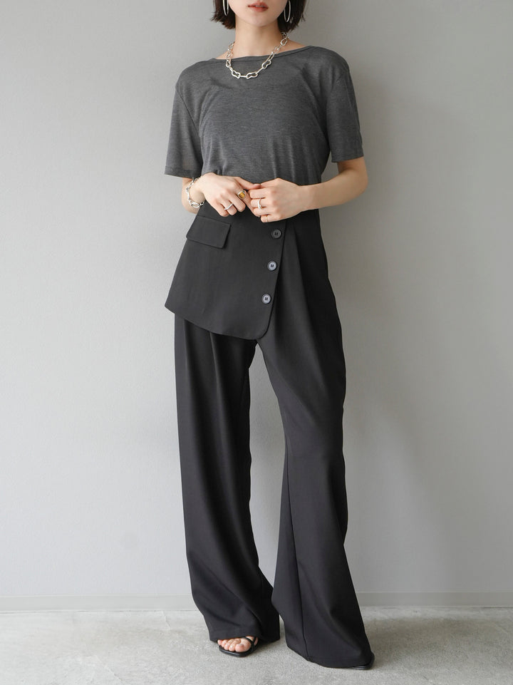 [Pre-order] Front flap slacks pants/black