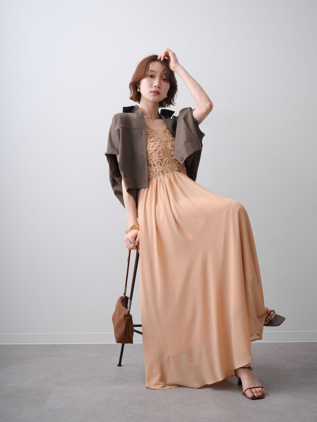 [SET]クロシェシフォンキャミワンピース+クロシェシフォンキャミワンピース(2set)