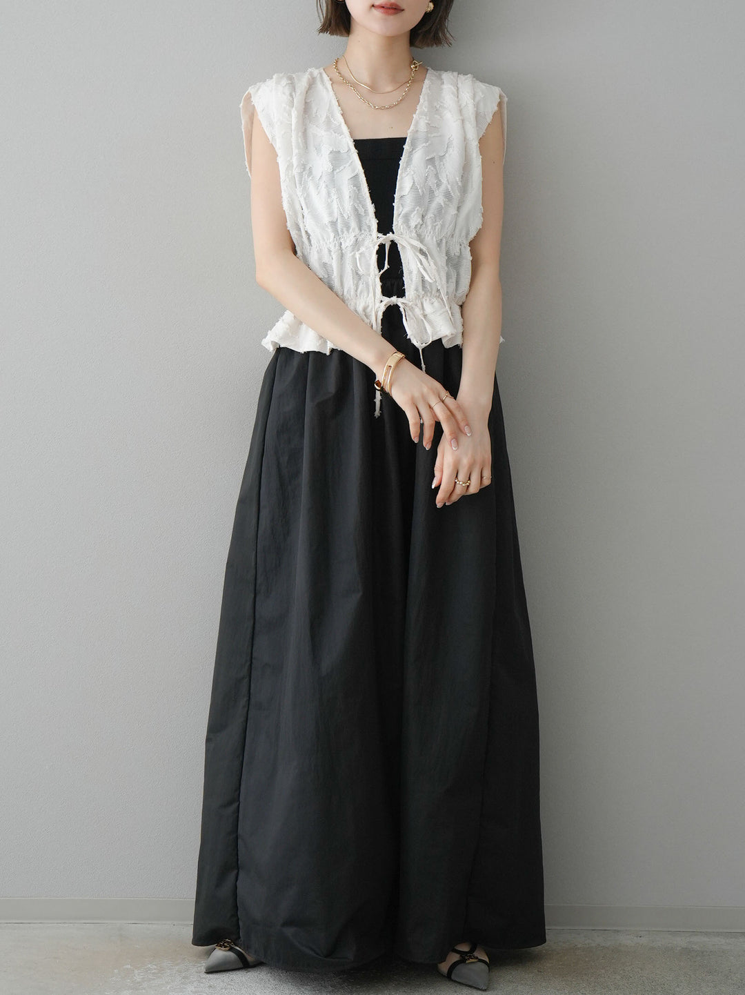 [予約]シアージャガードシャーリングブラウス/アイボリー