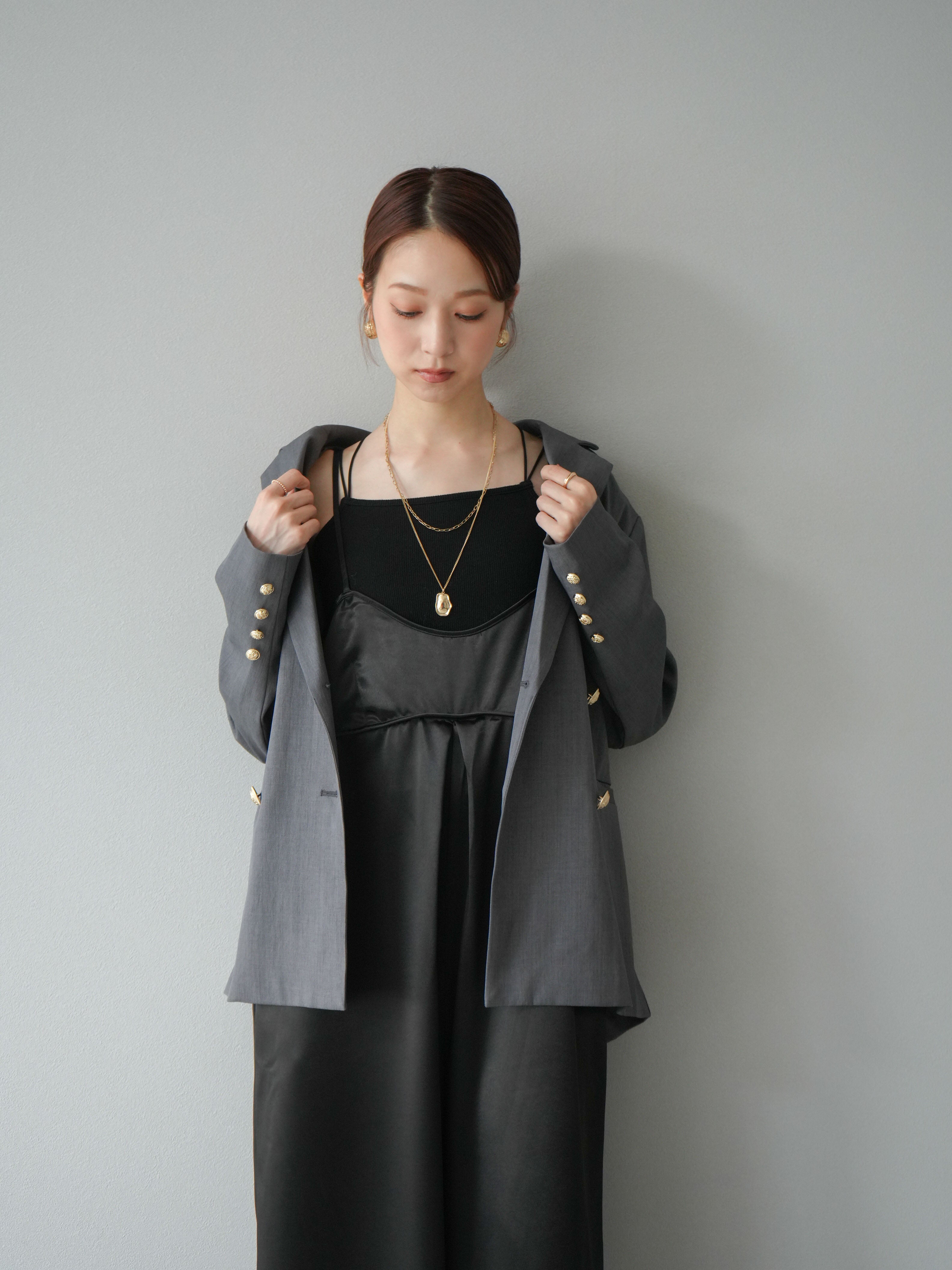 ルビアム ダブルテーラードジャケット 金ボタン ストレッチ バーズアイ グレー系 ルビアム ダブルテーラードジャケット 金ボタン ストレッチ バーズアイ