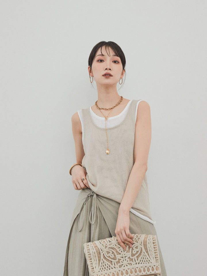 [SET]バイカラーレイヤードニットタンクトップ+バイカラーレイヤードニットタンクトップ(2set)