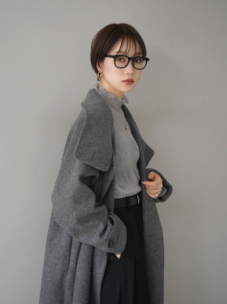 [Pre-order] Faux wool stand-up collar coat/charcoal