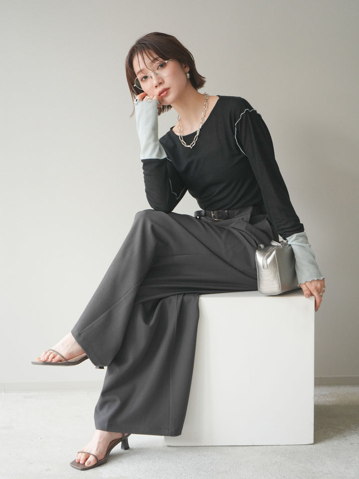 [SET]配色メロウトップス+配色メロウトップス(2set)