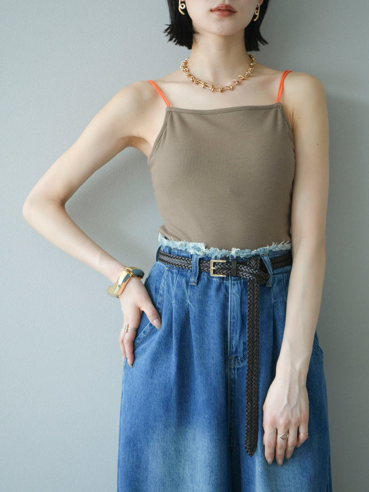 [予約]バイカラーストラップカップ付キャミソール/ベージュ