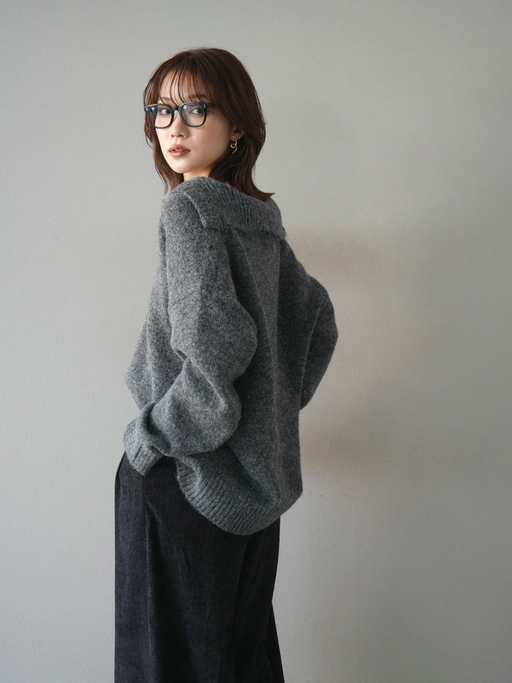 [予約]スキッパーニットプルオーバー/darkgray