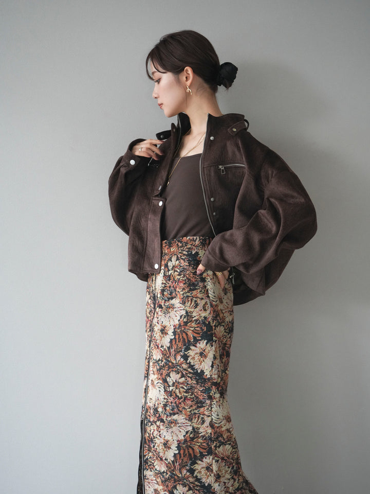 [予約]スエードジップデザインブルゾン/brown