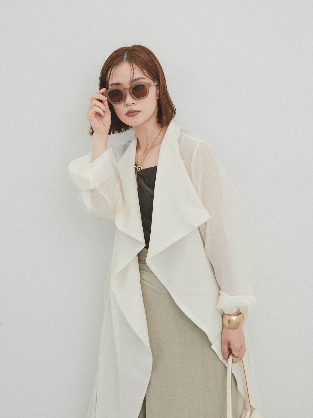 [予約]スクエアベロアタンクトップ/チャコール