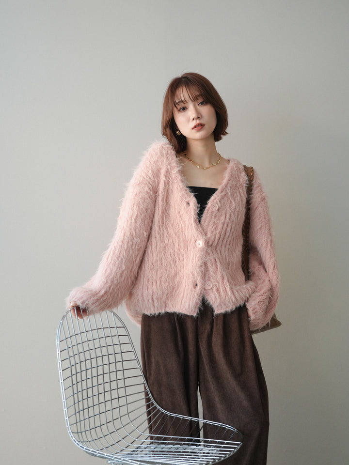 [SET]シャギーオーバーニットカーディガン+選べるアクセセット(2set)