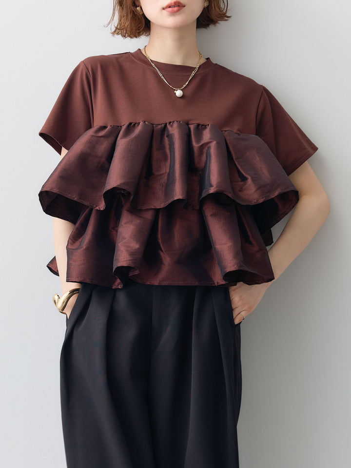 [SET]フリルティアードTEE+クレープデシンタックワイドパンツ(2set)