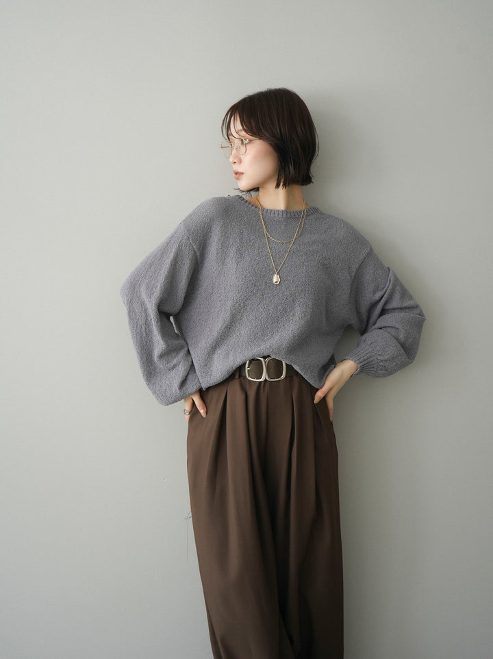 [予約]バックシアーフラワーレースニットプルオーバー/gray