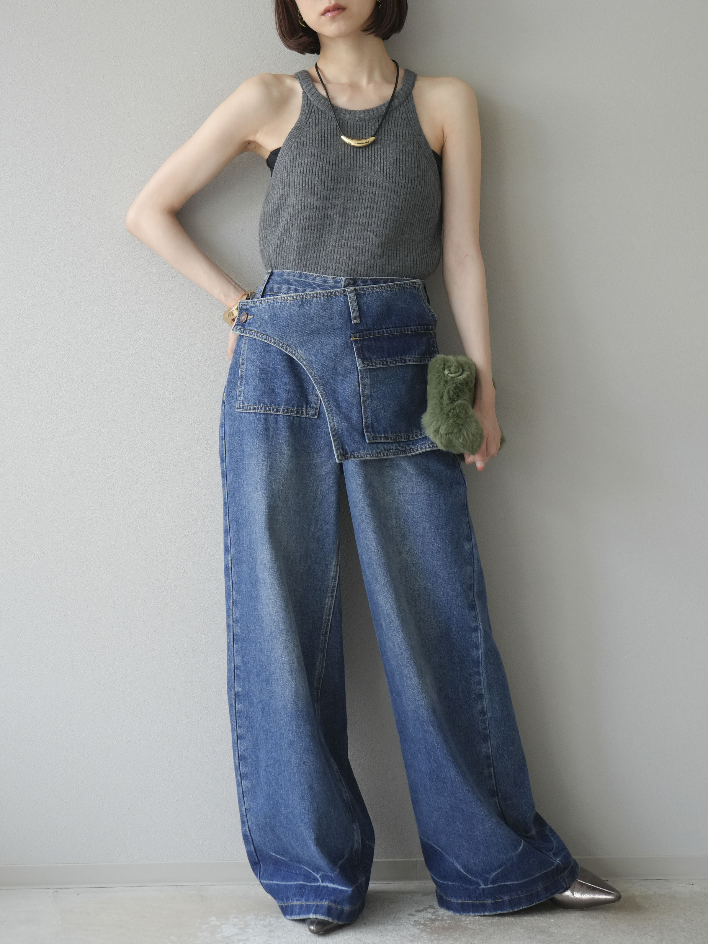 予約]リブニットアメスリタンクトップ/グレー – Lumier