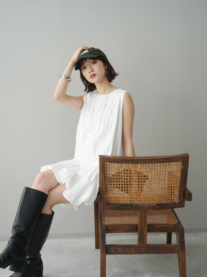 [予約]ノースリバルーンミニワンピース/white