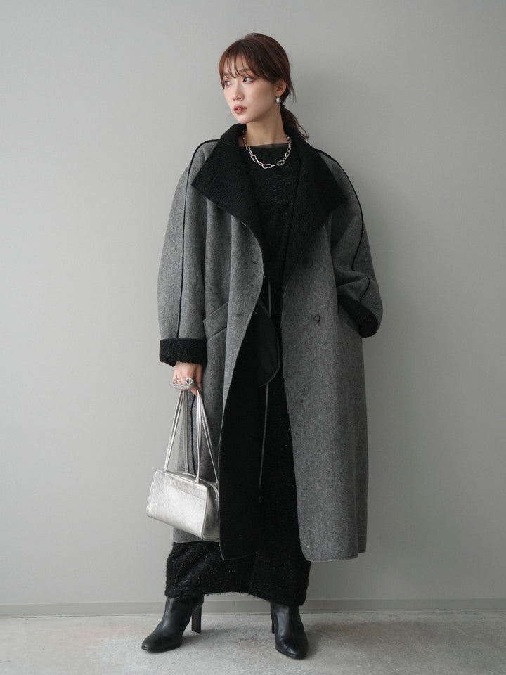 [SET]アウトシーム裏ボアコート+ラメシャギートップス(2set)