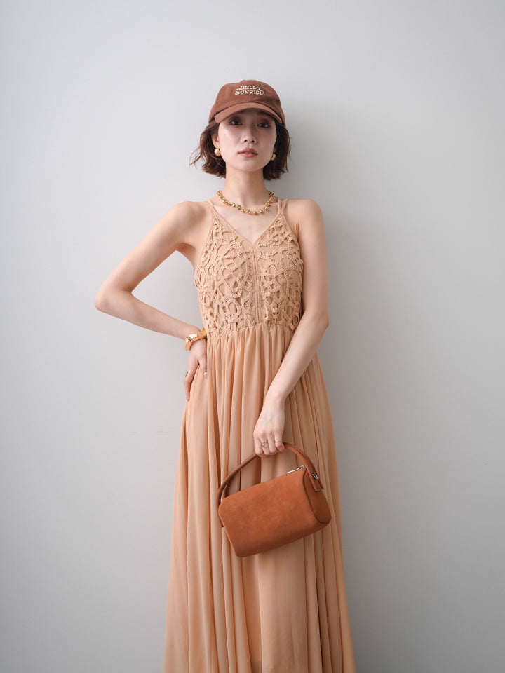 [SET]クロシェシフォンキャミワンピース+選べるアクセセット(2set)