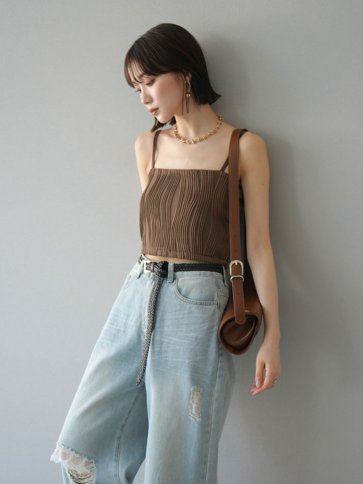 [SET]ウェーブパイピングカップ付ベアキャミソール+ウェーブパイピングカップ付ベアキャミソール(2set)