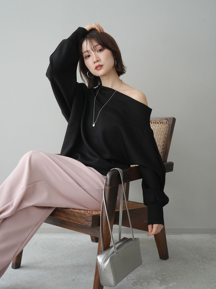 [SET]アシンメトリーオフショルポンチプルオーバー+選べるアクセセット(2set)