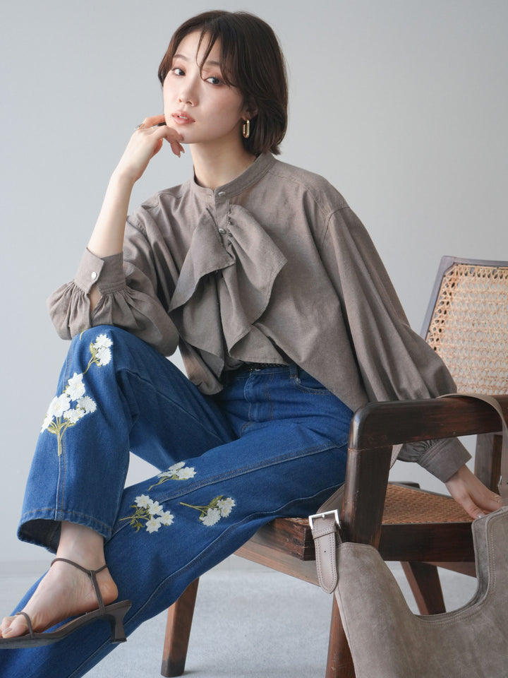 [SET]ラッフルフレアショートブラウス+ラッフルフレアショートブラウス(2set)