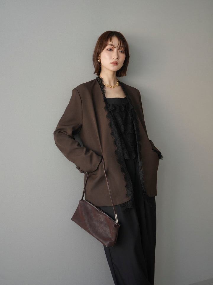 [SET]ノーカラーレースジャケット+選べるアクセセット(2set)