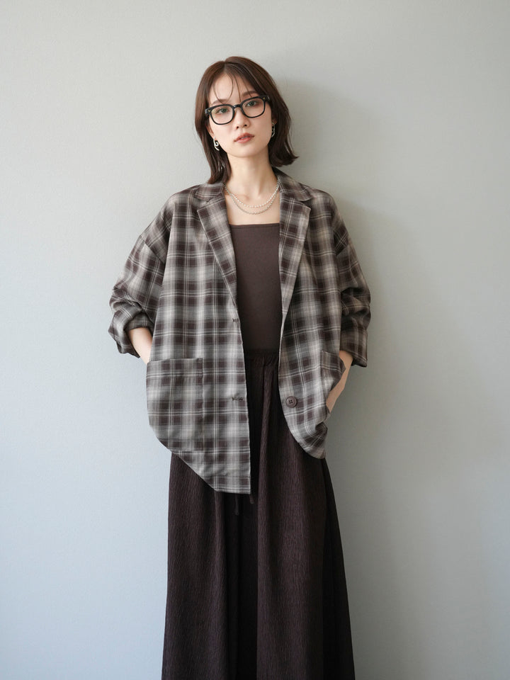 [予約]チェックシャツジャケット/ブラウン