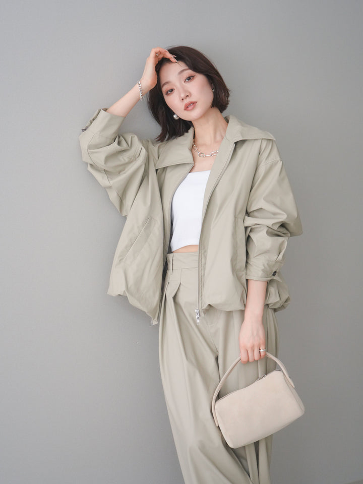 [予約]ウォッシャブルフェイクレザーバルーンジャケット/ecru